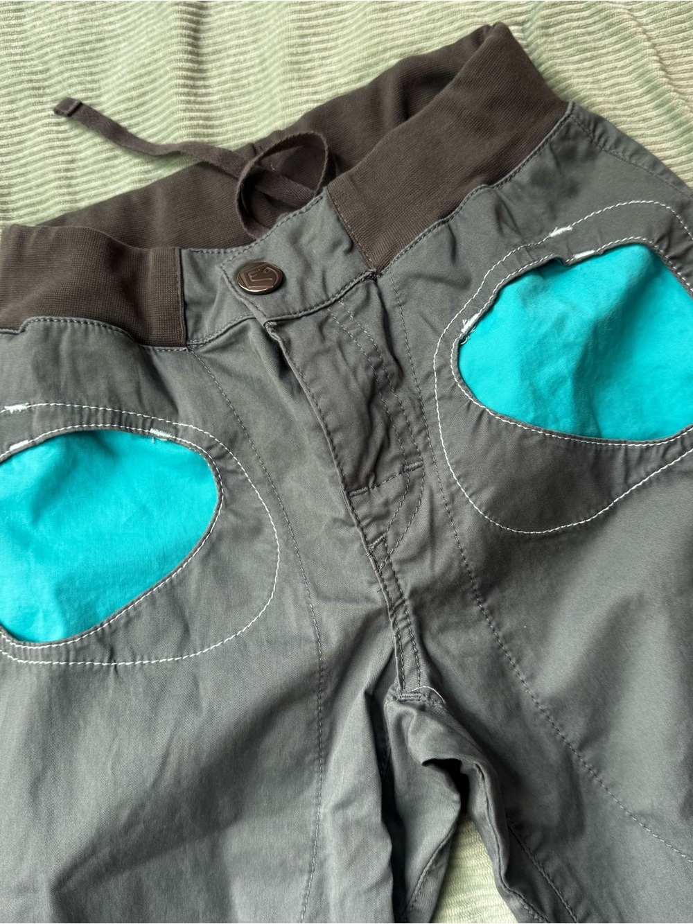 Women’s Gray Trousers with Teal Pocket Accents